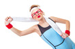 Funny fitness woman ready for gymnastick