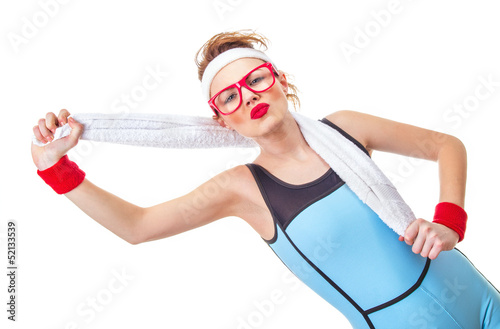 Photo: Funny fitness woman ready for gymnastick Funny fitness woman ready for gymnastick