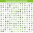 Green and black icons with reflection