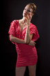 young caucasian woman wearing pink