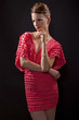 young caucasian woman wearing pink