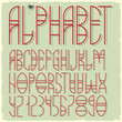 Slim red alphabet letters and numbers