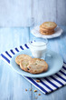 Photo: Butter cookies with pistachios and a glass of milk Butter cookies with pistachios and a glass of milk