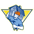 Vektor: Builder Construction Worker Hammer House Builder Construction Worker Hammer House