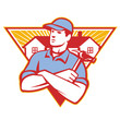 Vektor: Builder Construction Worker Hammer House Builder Construction Worker Hammer House