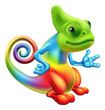 Cartoon rainbow chameleon