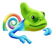 Rainbow chameleon pointing down