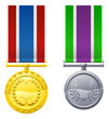 Hanging medals and ribbons