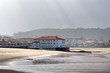 view of plentzia beach and town with beautiful light