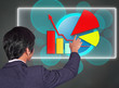 Man finger touch screen interface Graph