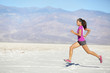 Runner woman running and sprinting on trail run