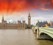 London. Westminster Bridge and Houses of Parliament with Thames