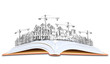 open book and building construction knowledge of  architecture
