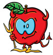 Funny cartoon apple is demon