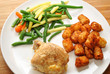 Baked Chicken Dinner with Beans and Potato Tots