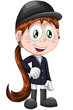 Girl jockey horsewoman character cartoon vector illustration