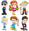 Children professions hobbies clipart cartoon style vector