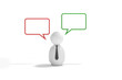 Illustration: Small human shape between two balloon Small human shape between two balloon