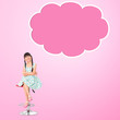 Photo: Smile little asian girl with empty think bubble Smile little asian girl with empty think bubble