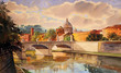 Basilica Sant Pietro and Tiber river Rome, Italy.