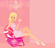 Illustration: girl relaxes in a chair drinking coffee girl relaxes in a chair drinking coffee