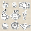 hand drawing food drink icon set