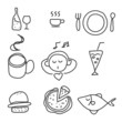 hand drawing food drink icon set