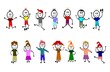 Vector: stick kds haning fun in summer stick kds haning fun in summer