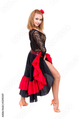 Photo: Flamenco dancer woman gypsy with spanish hand fan Flamenco dancer woman gypsy with spanish hand fan