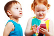 boy and girl playing with mobile