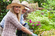 Man and woman working in the garden