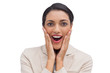 Businesswoman doing surprised gesture