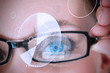 Womans eye being scanned for authorization