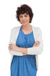 Smiling brunette woman with arms folded
