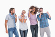 Fun group singing at karaoke