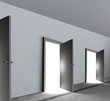 Doors open showing bright white shining light