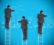 Quadro Multiple image of businessman drawing a city