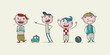 Set with funny cartoons of bad kids