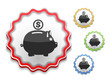 Label with icon of a piggy bank, vector eps10 illustration