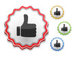 Label with thumbs up symbol
