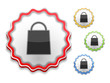 Label with icon of a shopping bag