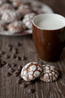 Photo: Chocolate cookies on a brown background Chocolate cookies on a brown background