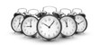 alarm clocks on white background
