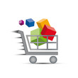 Logo discount. Shopping cart and gift packs
