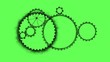Gear system rotation on green chroma key