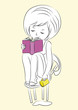 sketch-girl-with-book-cup