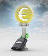 money concept with euro coin in sky