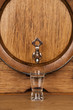glass of vodka and barrel