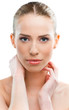 Photo: Beautiful woman close up on white background Beautiful woman close up on white background