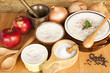 Lard with cracklings, onions and apples